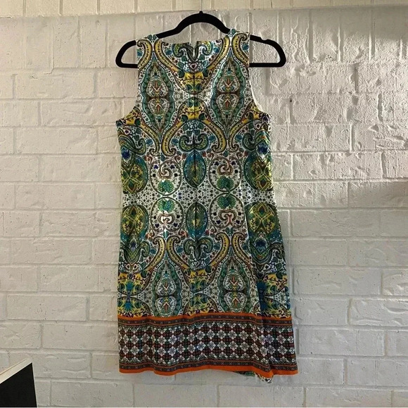 Women’s Size 12 Mini Dress Multicolor Patterned Office Colorful Sleeveless Zip - Picture 8 of 11